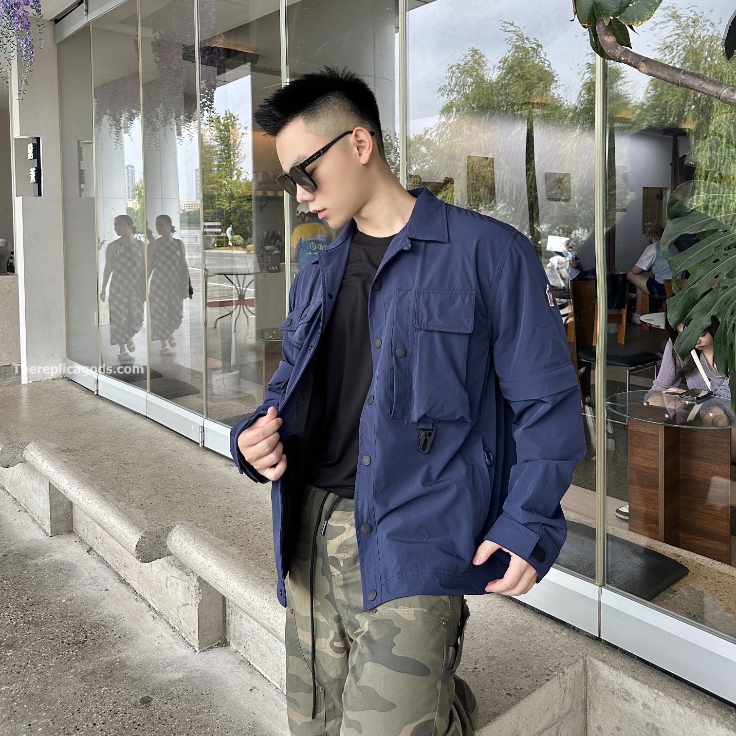 BLUE TARA STRETCH NYLON UTILITY JACKET