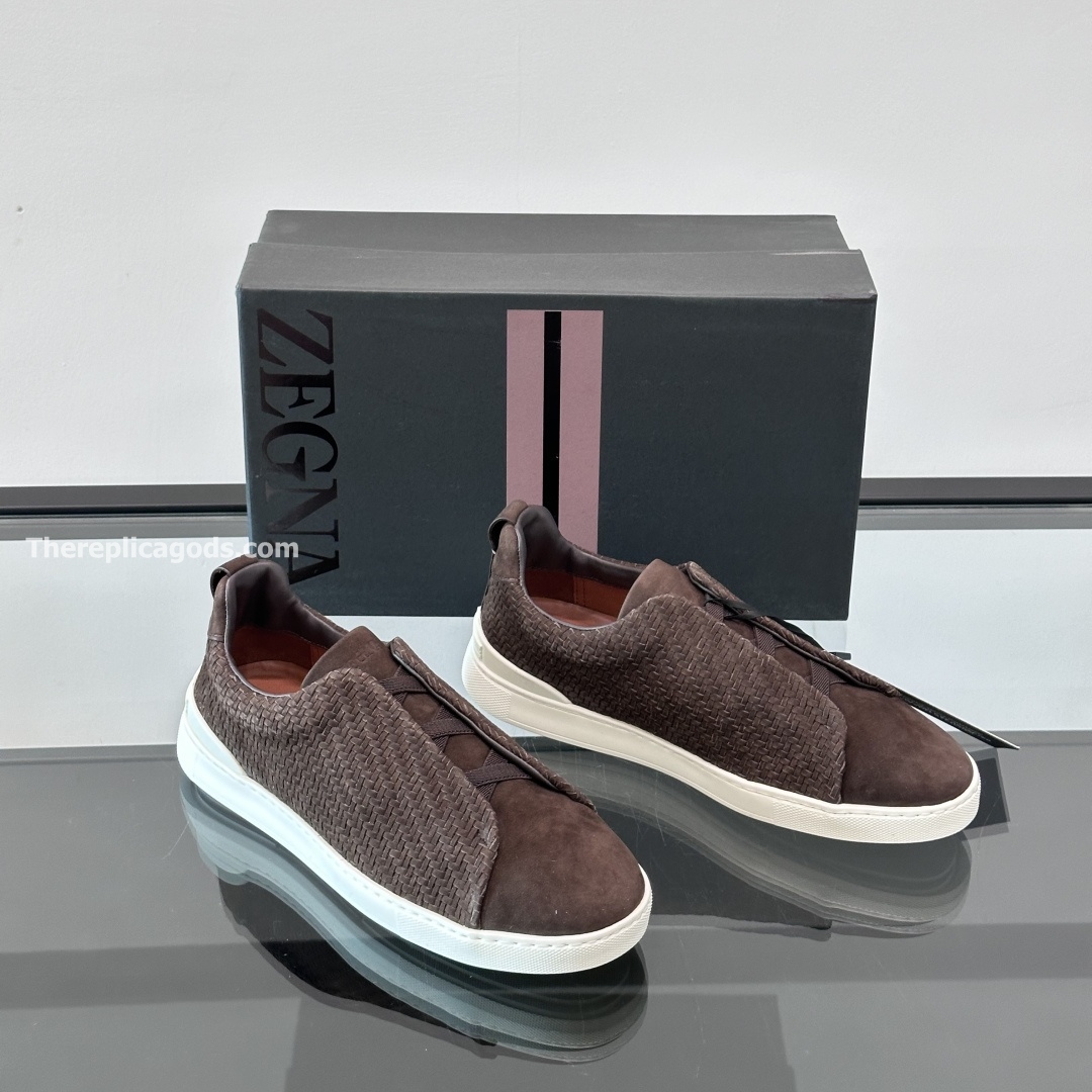 BROWN LEATHER TRIPLE STITCH SNEAKERS, photo 7