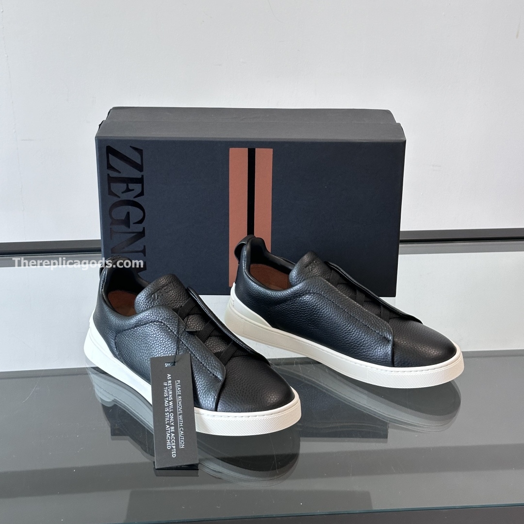 BLACK LEATHER TRIPLE STITCH SNEAKERS, photo 8