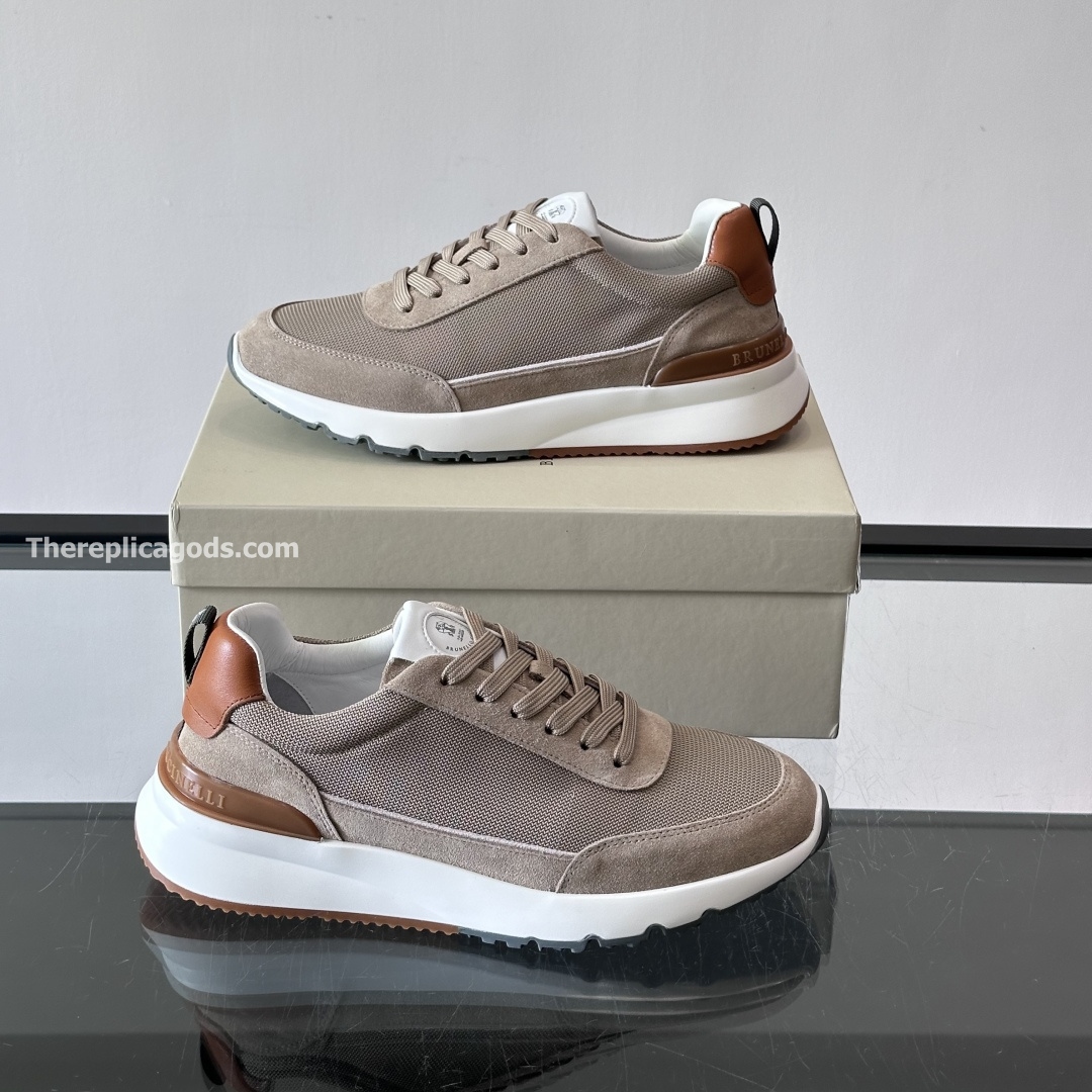 SUEDE AND MESH SNEAKERS IN BEIGE, photo 6