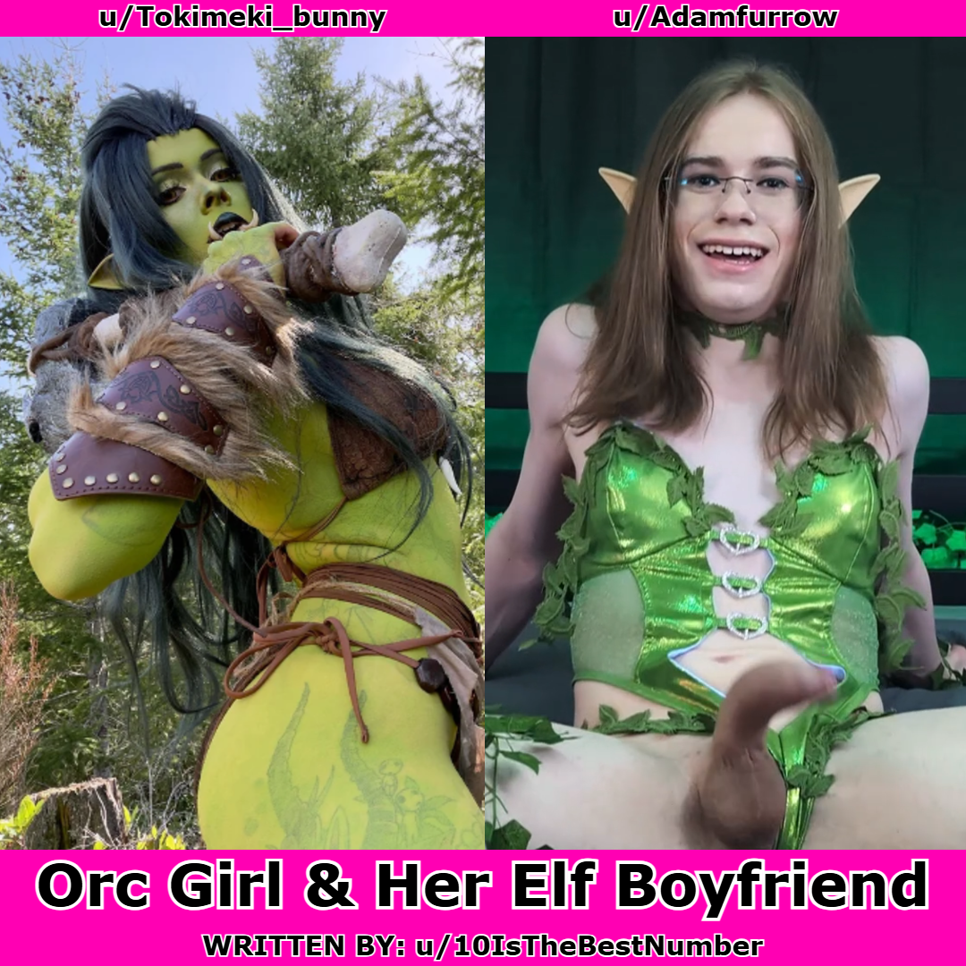 Orc Girl & Her Elf Boyfriend, image 1