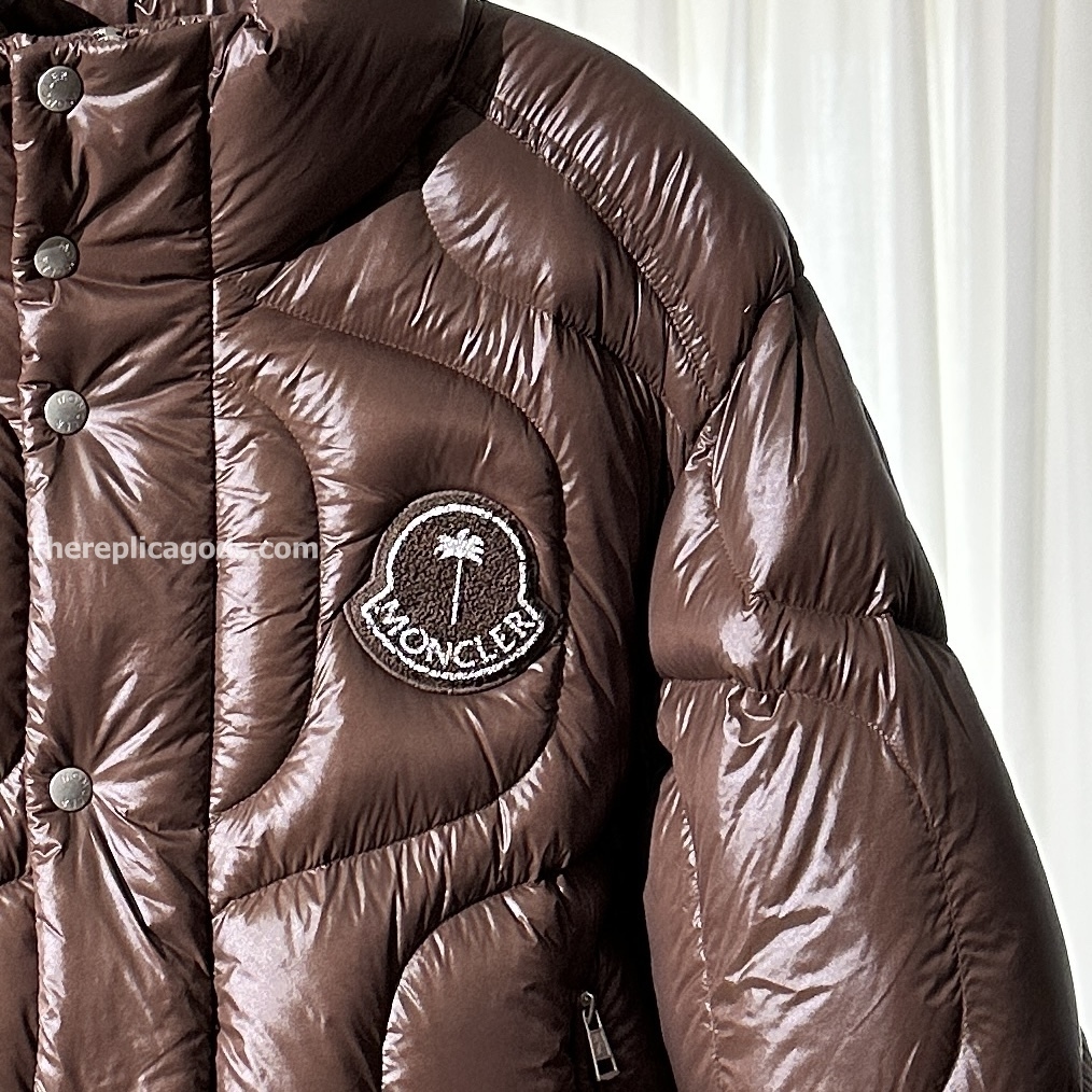 X PALM ANGELS HAUNANI NYLON DOWN JACKET IN BROWN