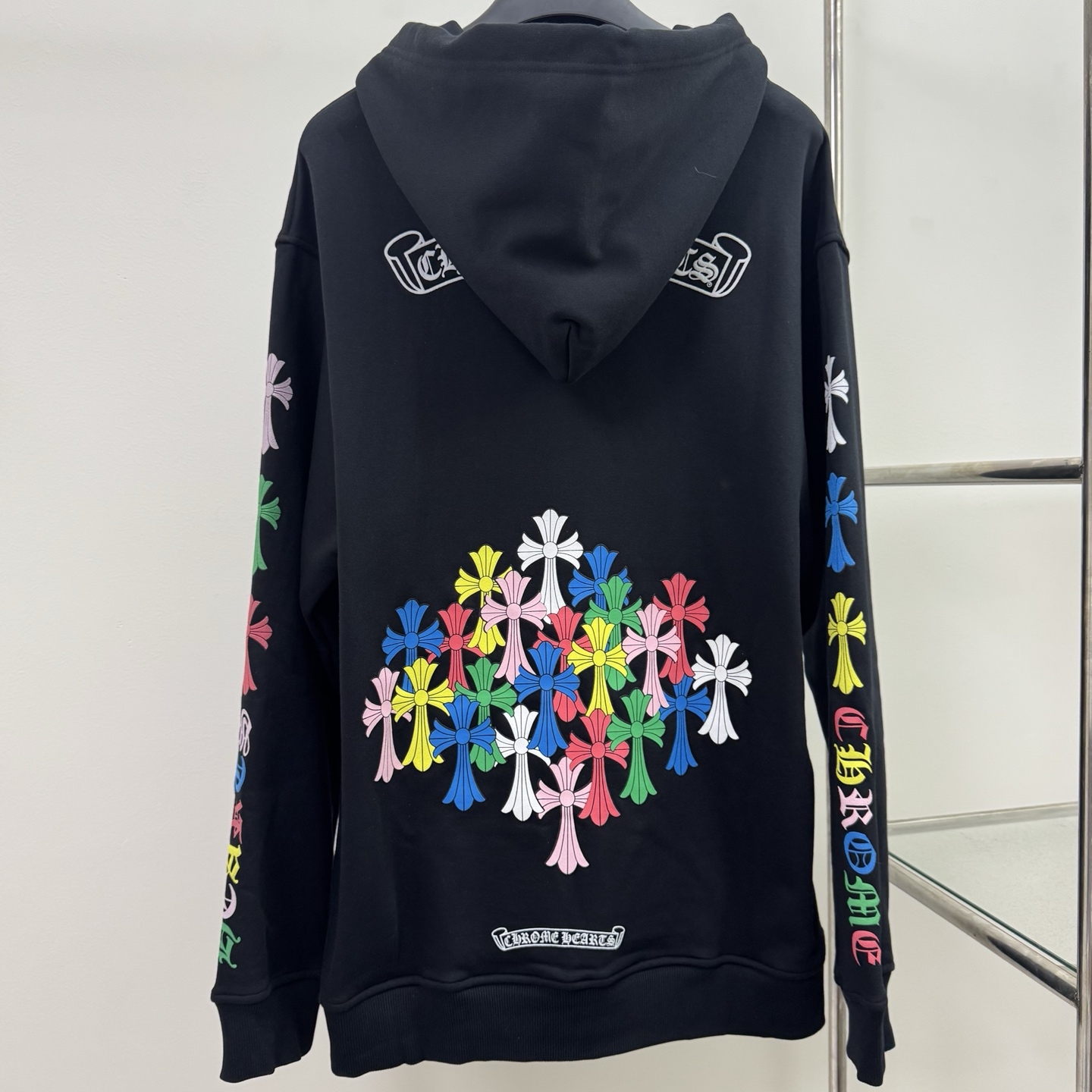 CROSS LOGO ZIP-UP HOODIE IN BLACK