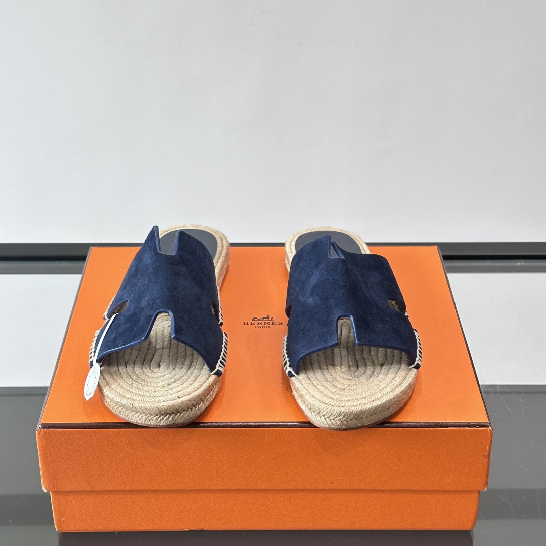 ANTIGUA SANDALS NAVY BLUE SUEDE LEATHER - HS148