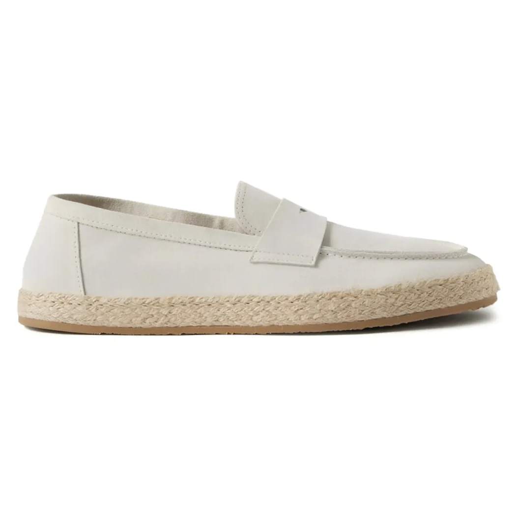SUEDE PENNY LOAFERS IN WHITE