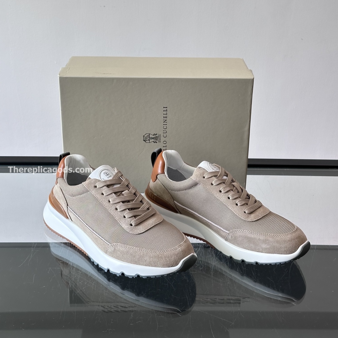 SUEDE AND MESH SNEAKERS IN BEIGE, photo 7