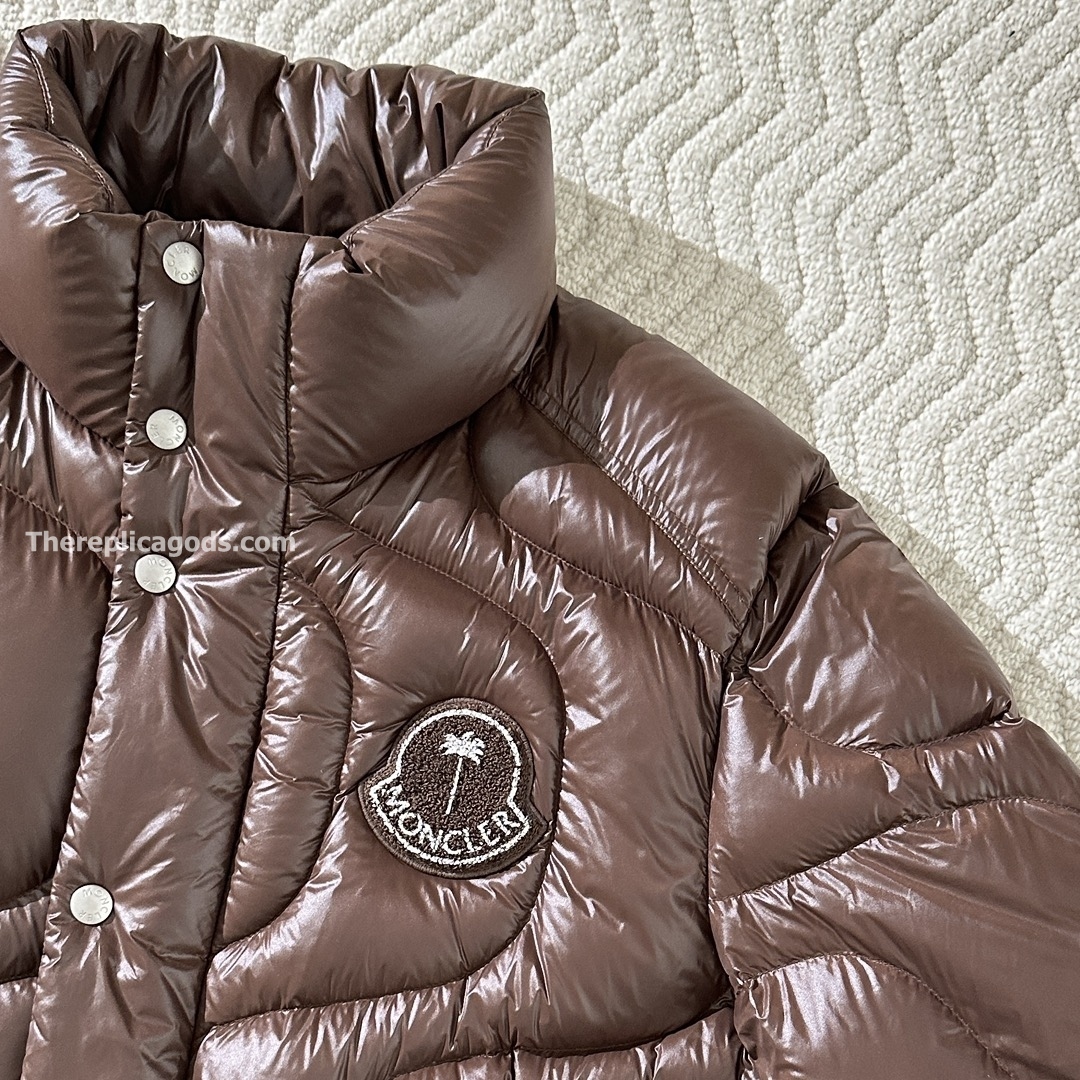 X PALM ANGELS HAUNANI NYLON DOWN JACKET IN BROWN