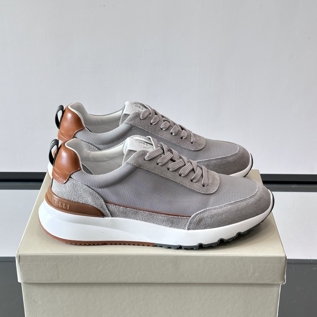 SUEDE AND MESH SNEAKERS IN GREY, photo 2