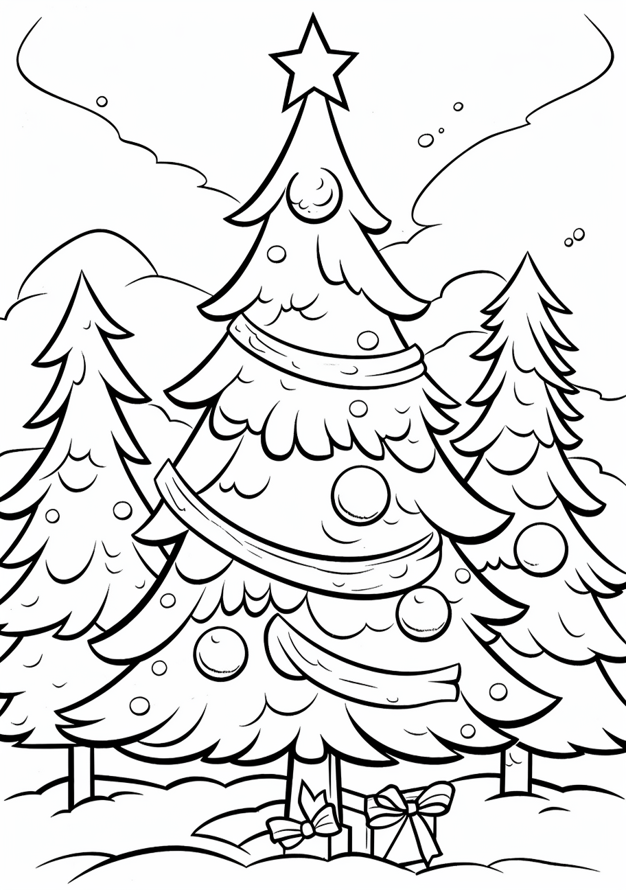 Cool Tones Chilly Christmas Tree - Printable Coloring Page - Image ...