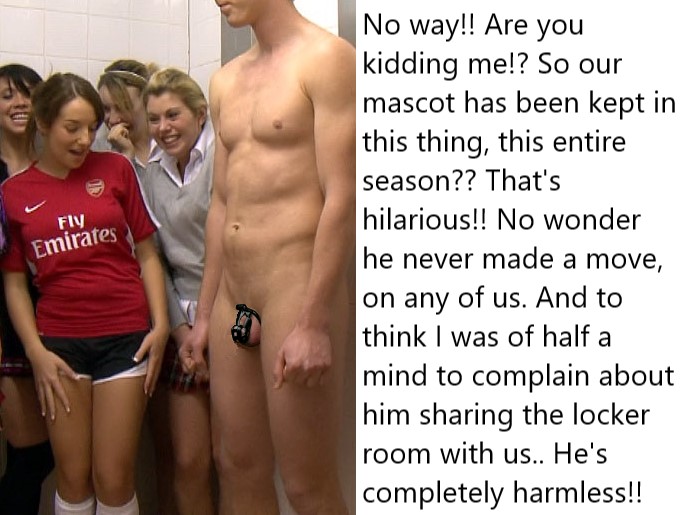 Chastity Fantasy: Caption 383. You thought becoming the mascot to their team would get you laid loads? Read the fine print, next time.