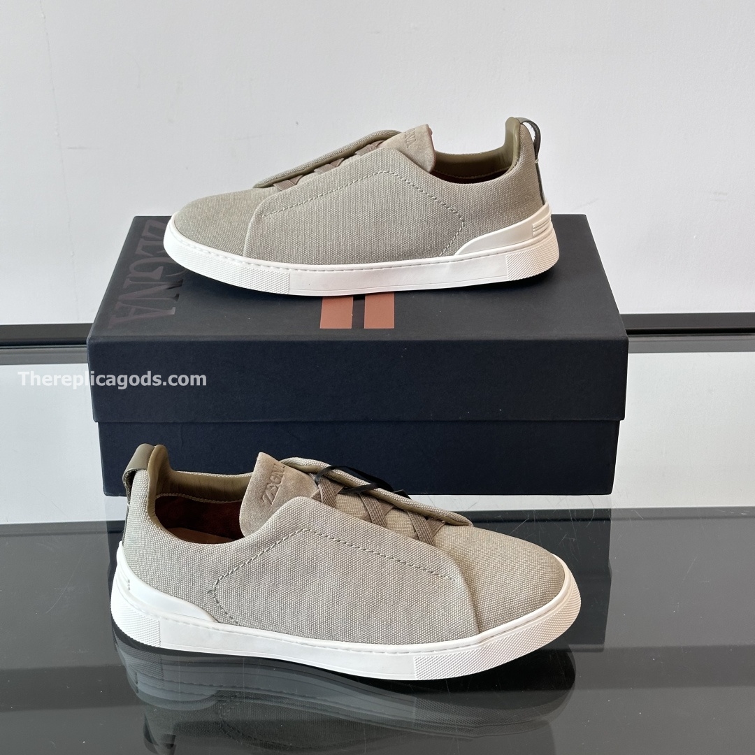 LIGHT TAUPE TRIPLE STITCH OASI CASHMERE SNEAKERS