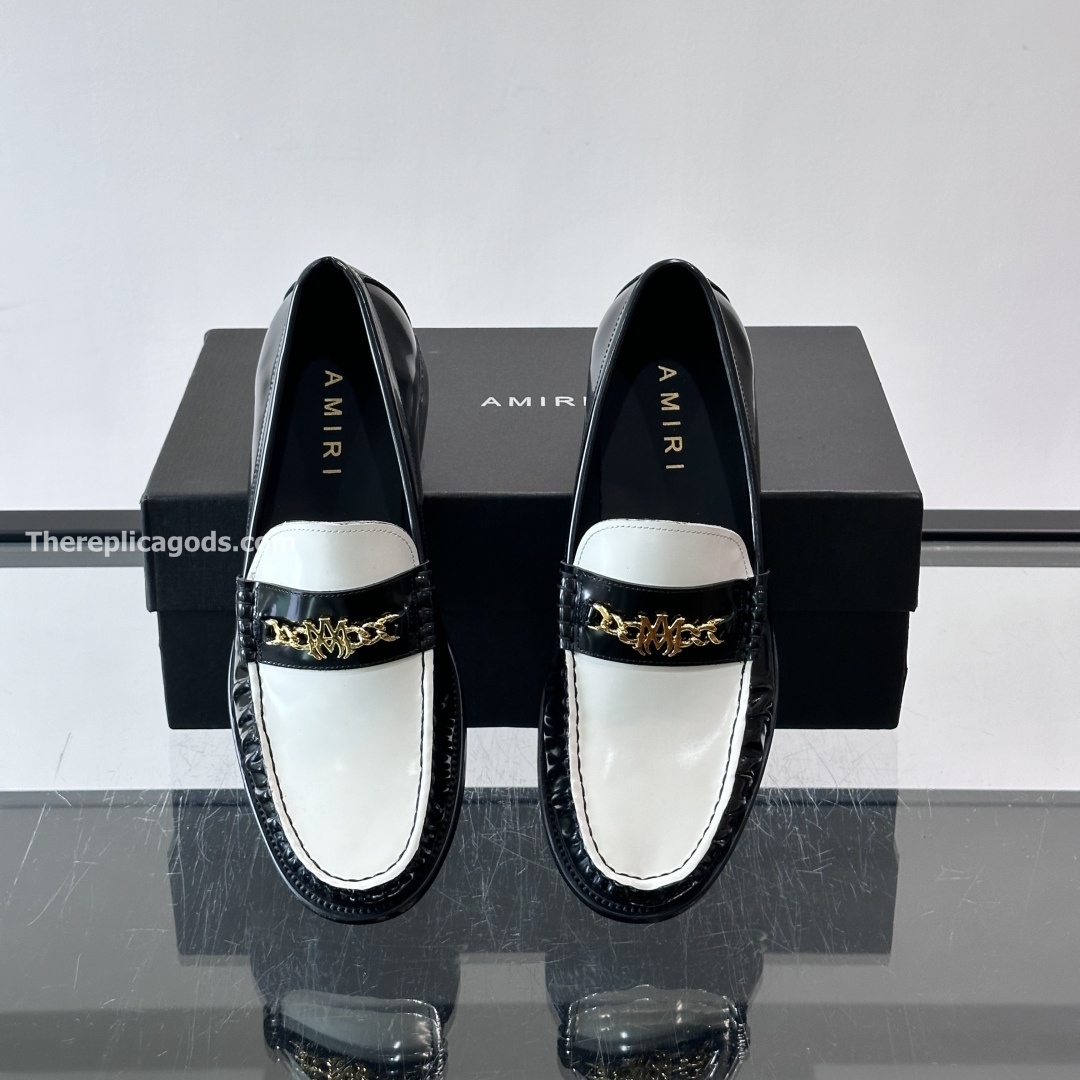 MA CHAIN LEATHER LOAFERS IN BLACK AND WHITE - RI97
