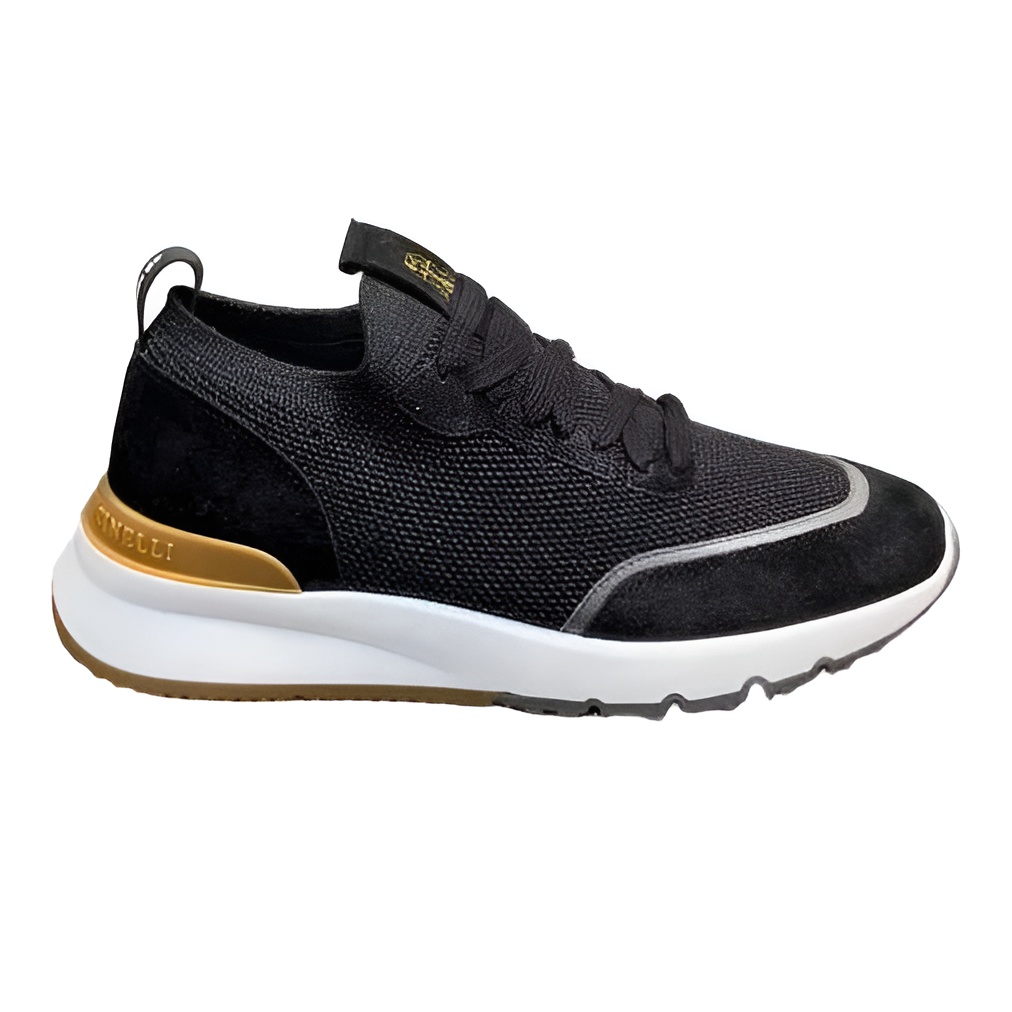 SUEDE AND MESH SNEAKERS IN BLACK