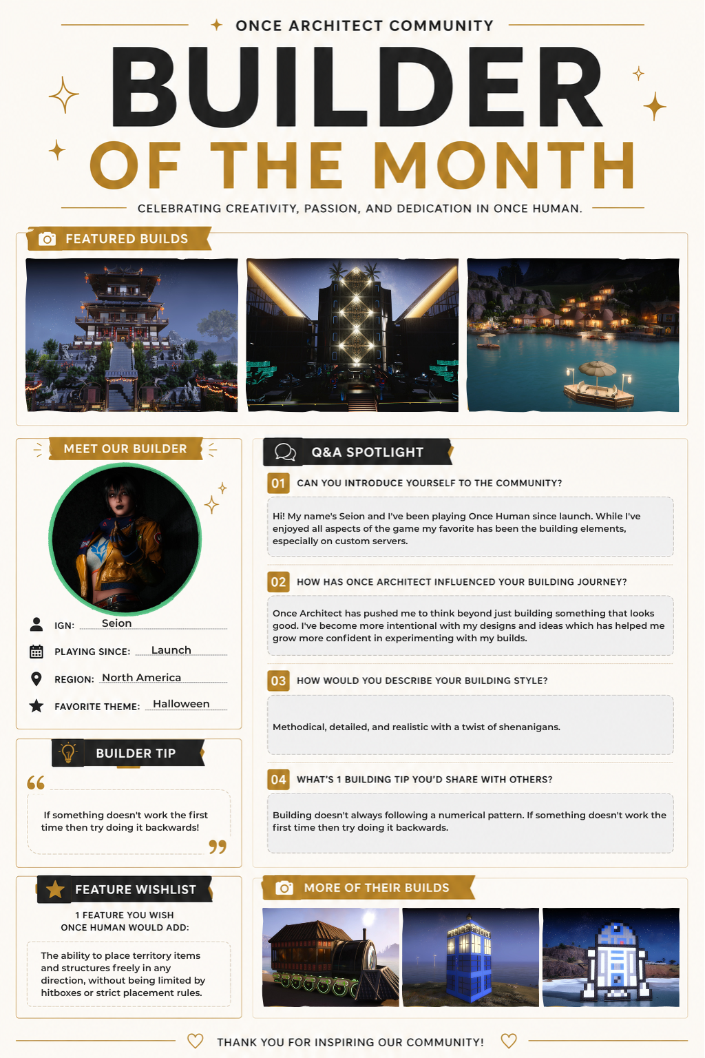 Seion Builder of the Month