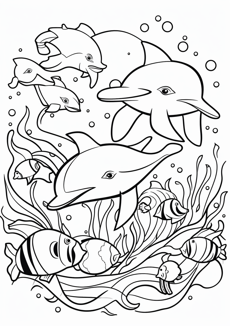 Marine Creatures' Valentine Celebration - Printable Coloring Page ...