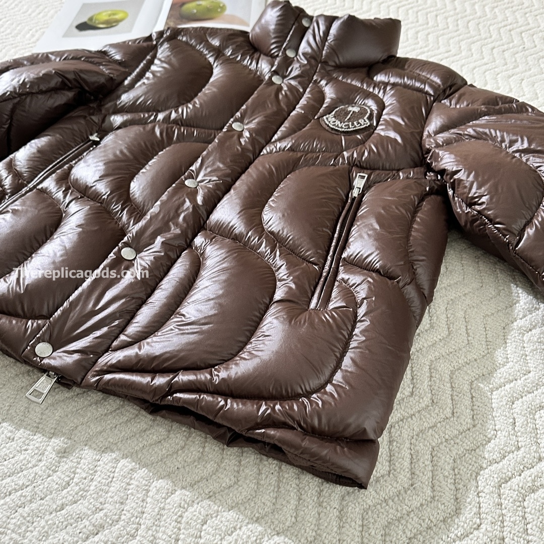 X PALM ANGELS HAUNANI NYLON DOWN JACKET IN BROWN