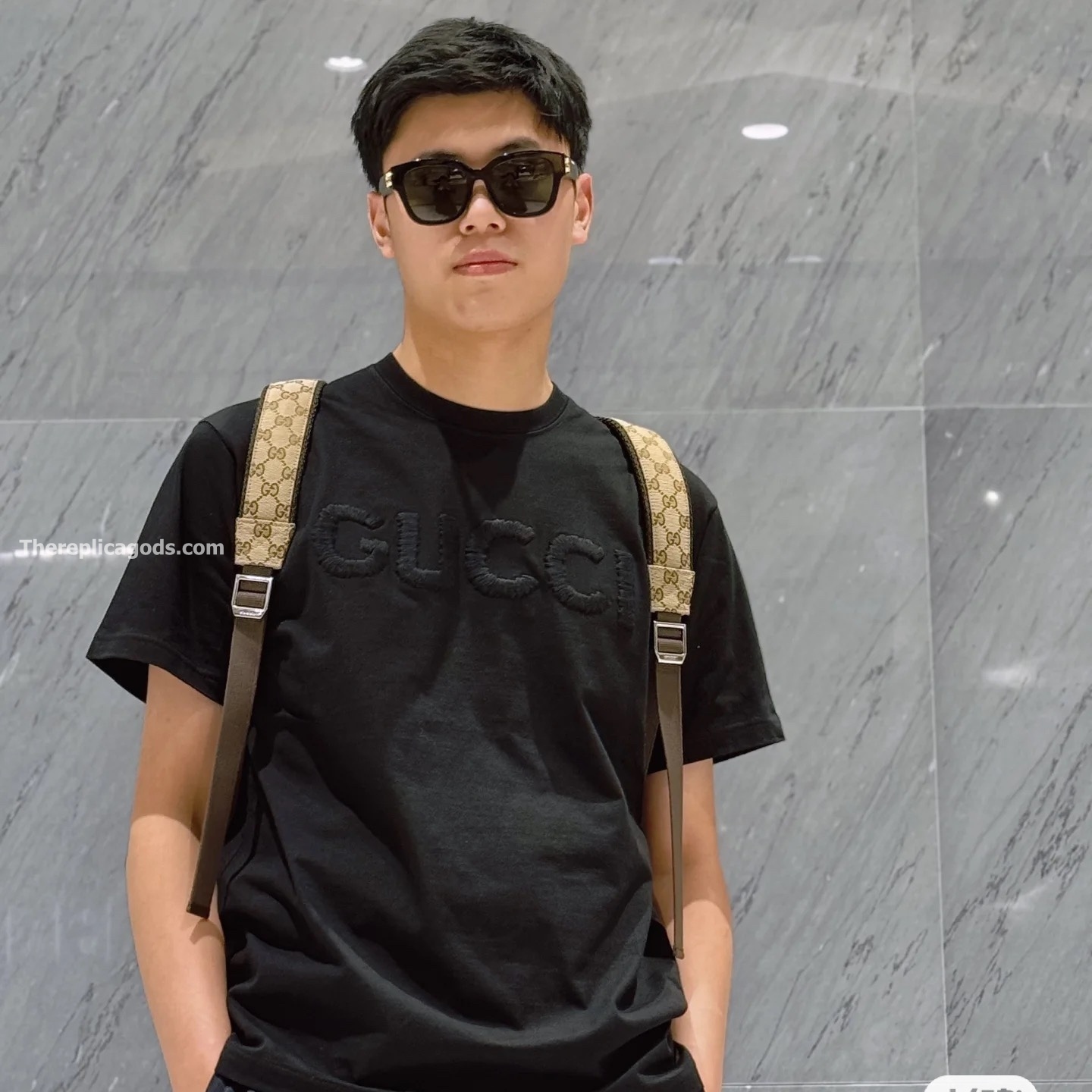 COTTON JERSEY T-SHIRT WITH EMBROIDERY IN BLACK - TP614