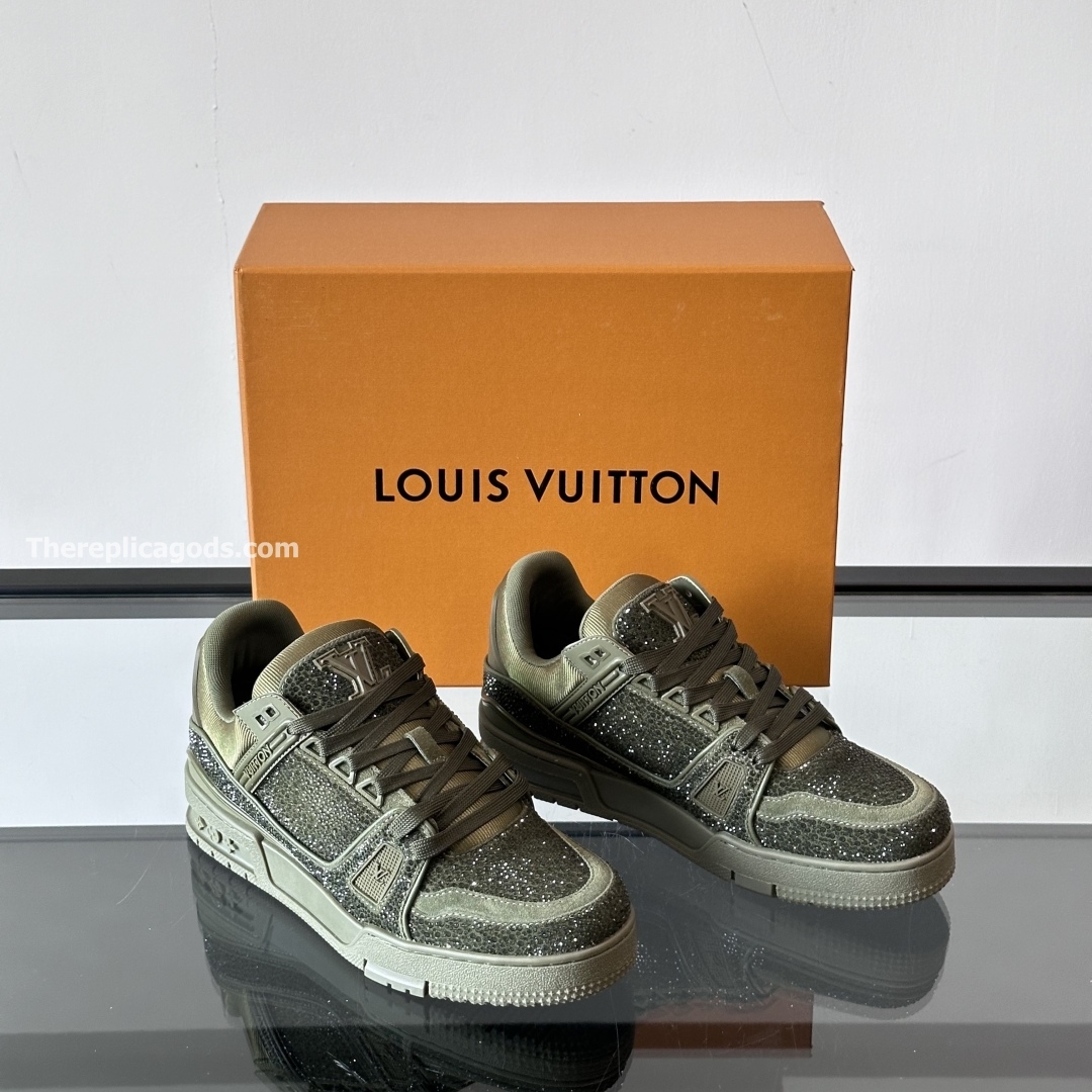 TRAINER SNEAKERS GREEN SWAROVSKI CRYSTALS - LV939