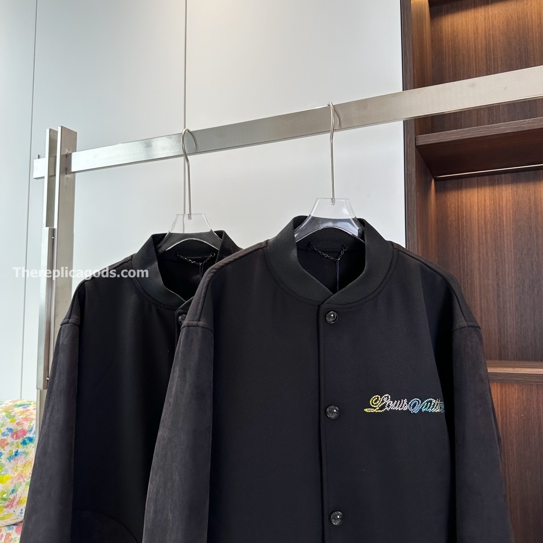 LEATHER MIX VARSITY BLOUSON IN BLACK - JK900