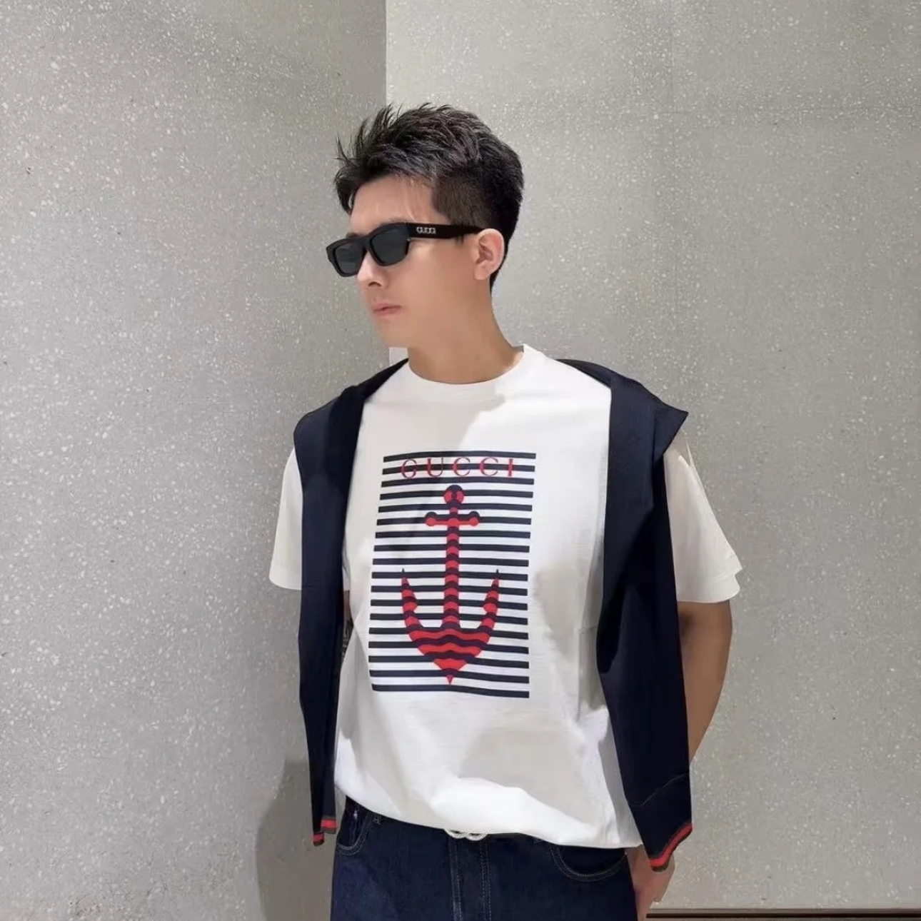 PRINTED COTTON JERSEY T-SHIRT IN WHITE - TP578