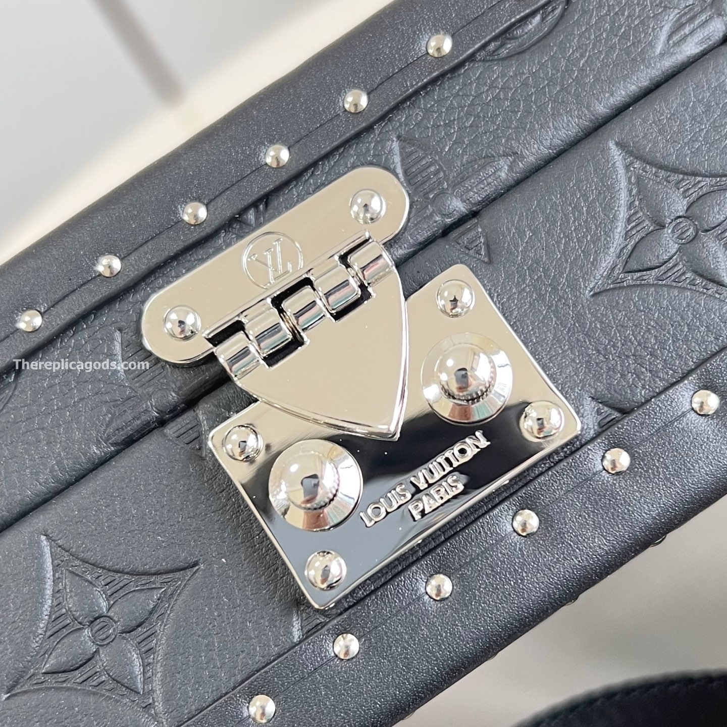 CLUTCH BOX BLACK MONOGRAM SHADOW COWHIDE LEATHER M12876