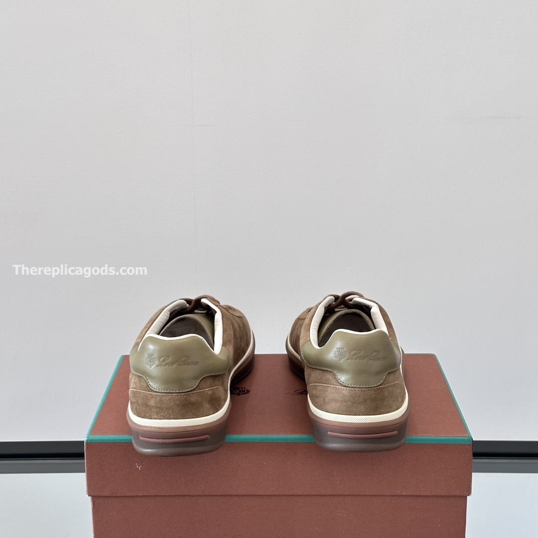 TENNIS WALK SNEAKERS SUEDE CALF SPLIT TUNDRA GREEN - LR71