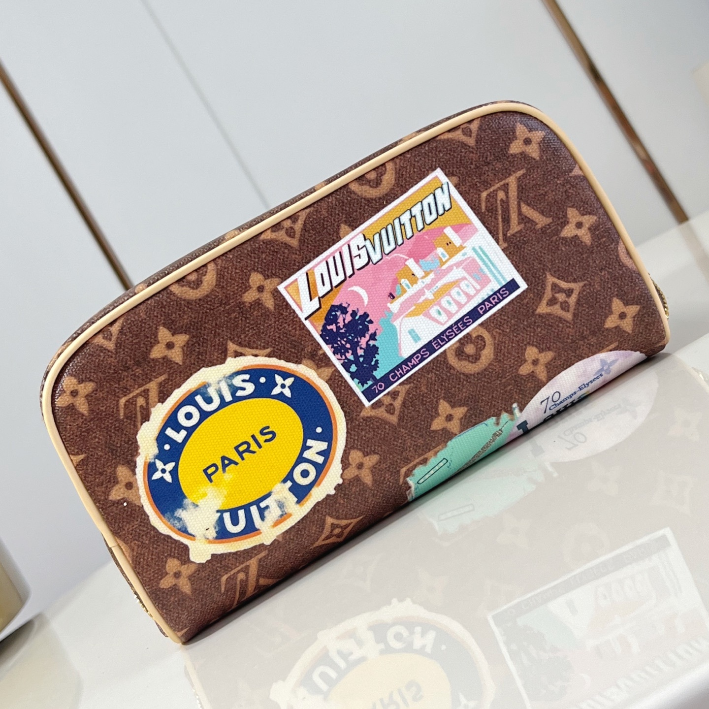 TOILETRY BAG 2 COMPARTMENTS BROWN MONOGRAM CANVAS M14744