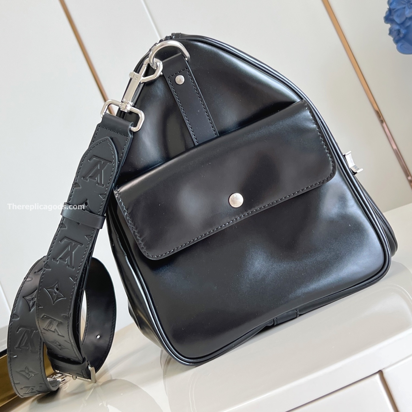 KEEPALL CARGO BANDOULIERE 50 BAG BLACK CALF LEATHER M13992