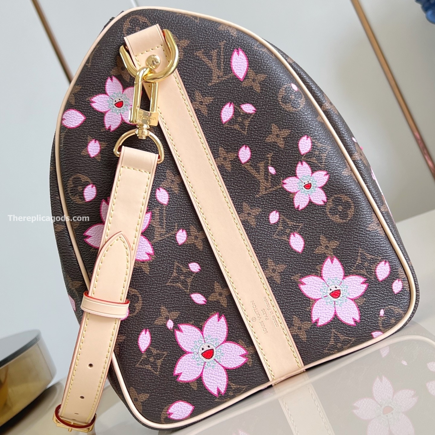 LV x TM KEEPALL BANDOULIERE 45 SAKURA BROWN M13752