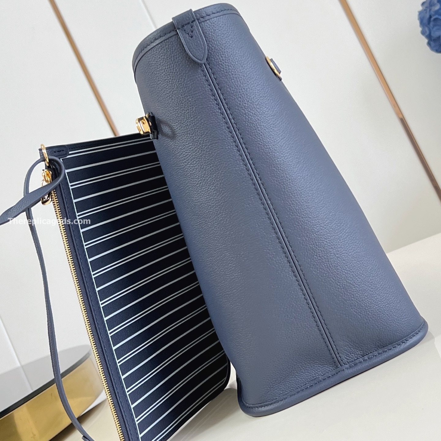 NEVERFULL INSIDE OUT MM BAG NAVY BLUE MONOGRAM CANVAS M14994