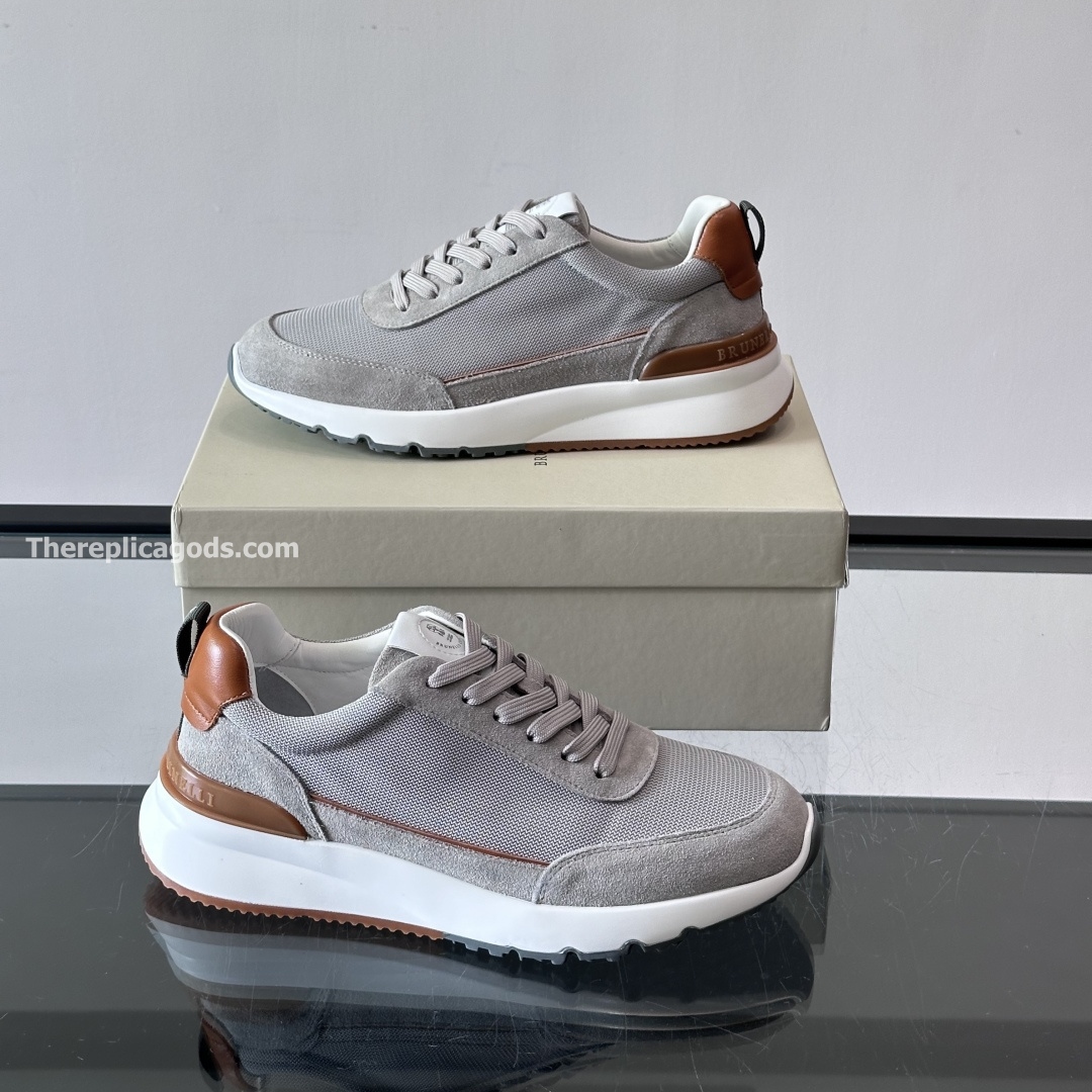 SUEDE AND MESH SNEAKERS IN GREY, photo 6