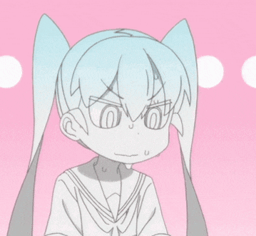 A moving image of an anime girl looking down, growing redder and redder as
          she blushes and sweats