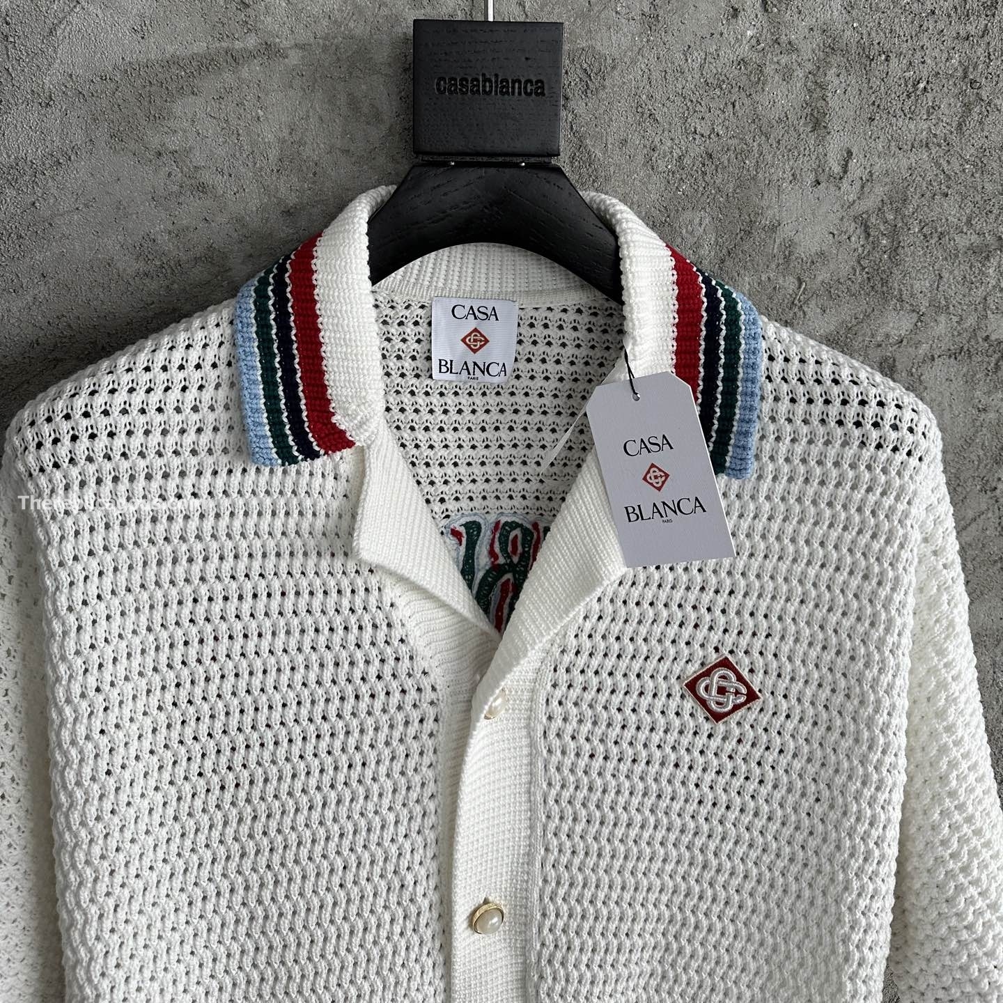 SPORT FAUX CROCHET SHIRT IN WHITE - SH365