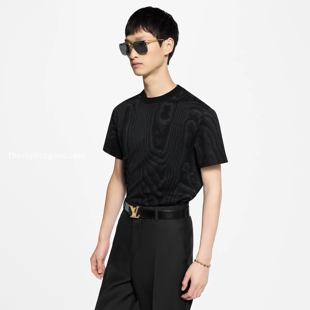 JERSEY JACQUARD T-SHIRT IN BLACK - TP661