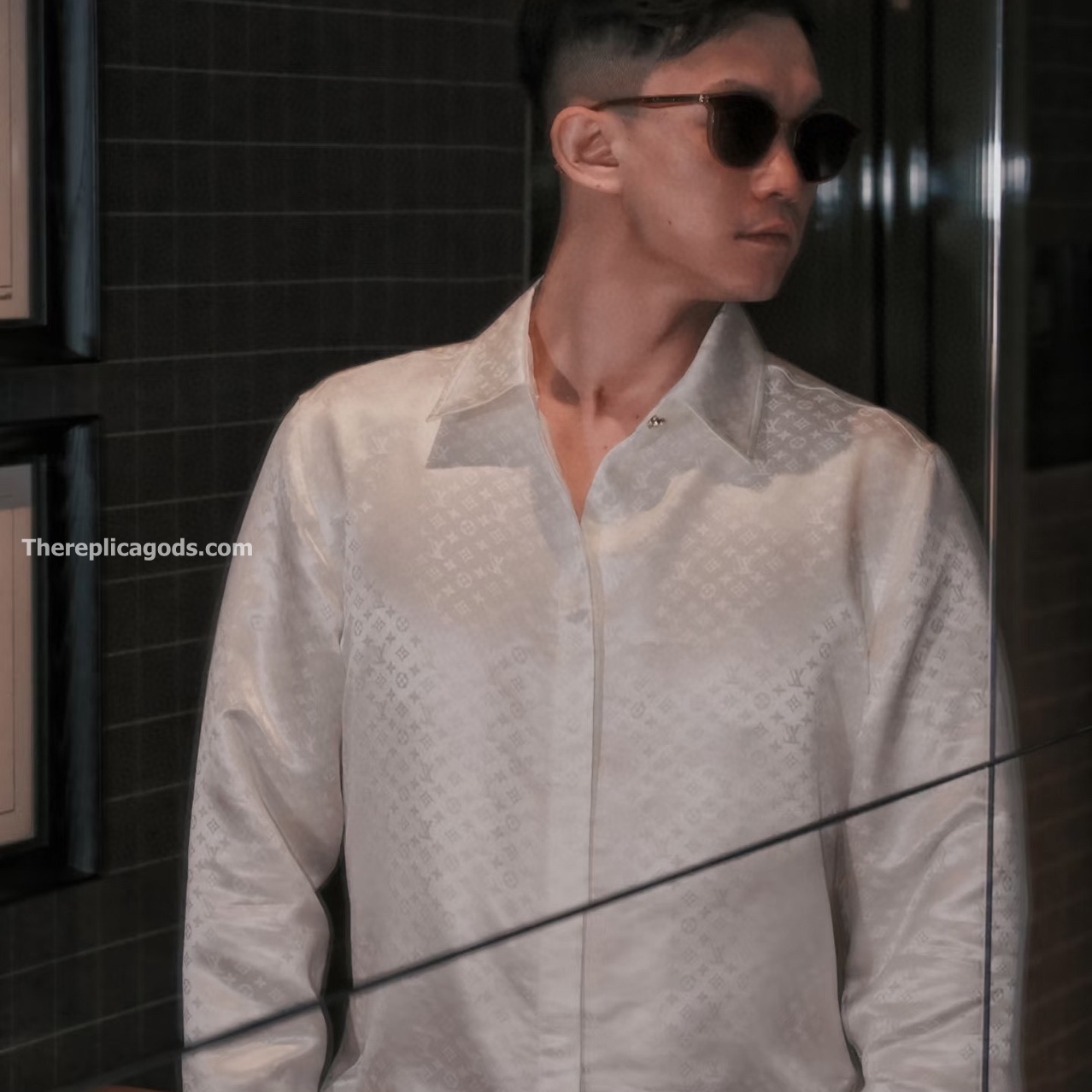 MINI MONOGRAM SILK EVENING SHIRT IN WHITE - TP666