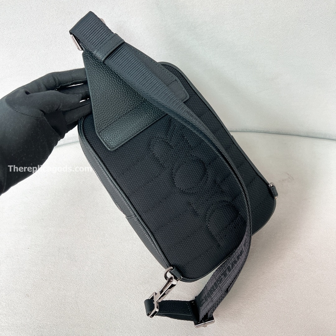 RIDER 2.0 SLING BAG BLACK OBLIQUE JACQUARD AND GRAINED CALFSKIN