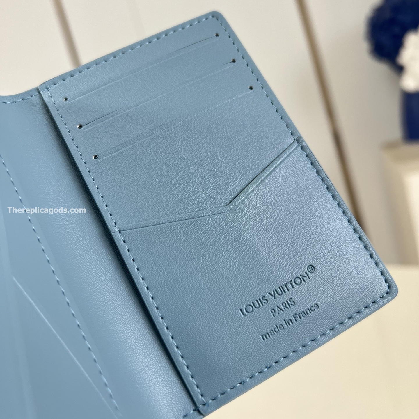 POCKET ORGANIZER SKY BLUE MONOGRAM SHADOW CALF LEATHER M14861