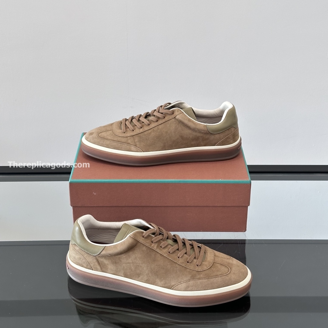 TENNIS WALK SNEAKERS SUEDE CALF SPLIT TUNDRA GREEN - LR71