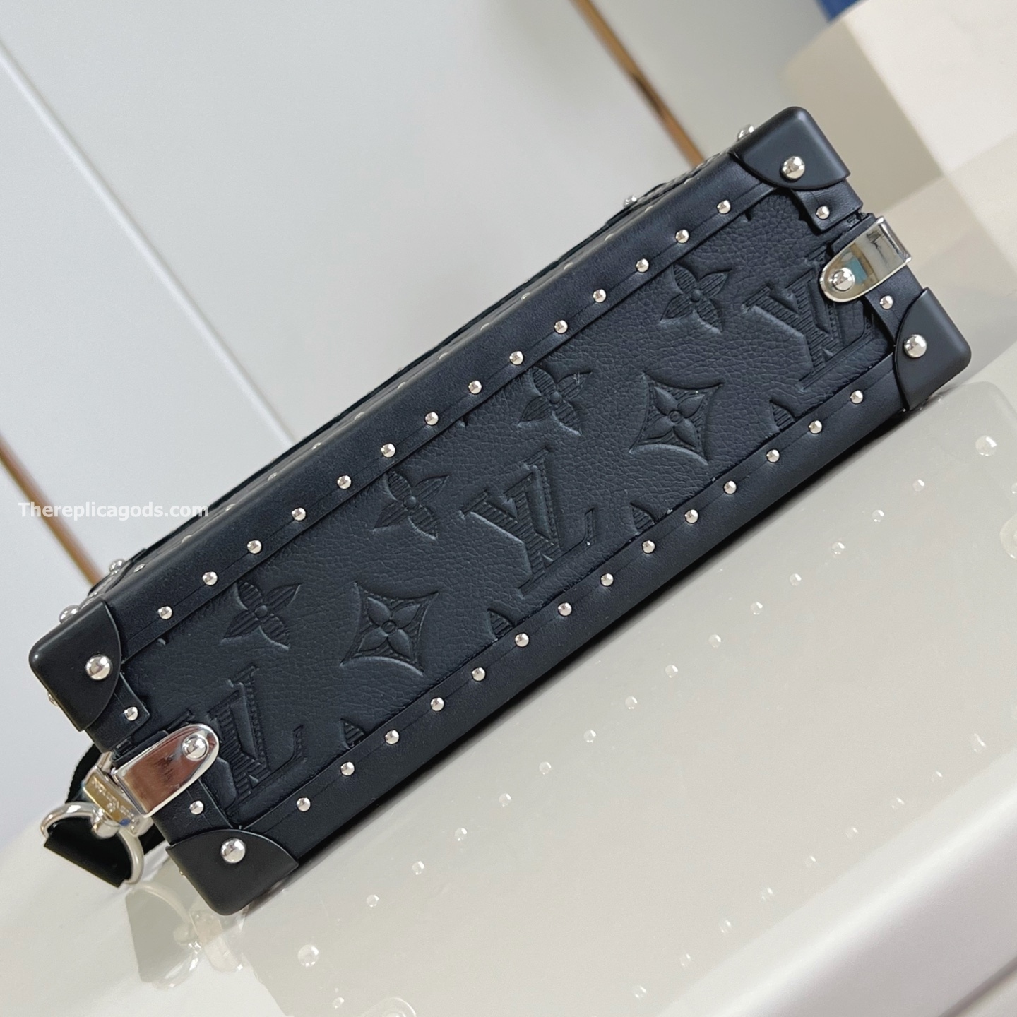 CLUTCH BOX BLACK MONOGRAM SHADOW COWHIDE LEATHER M12876