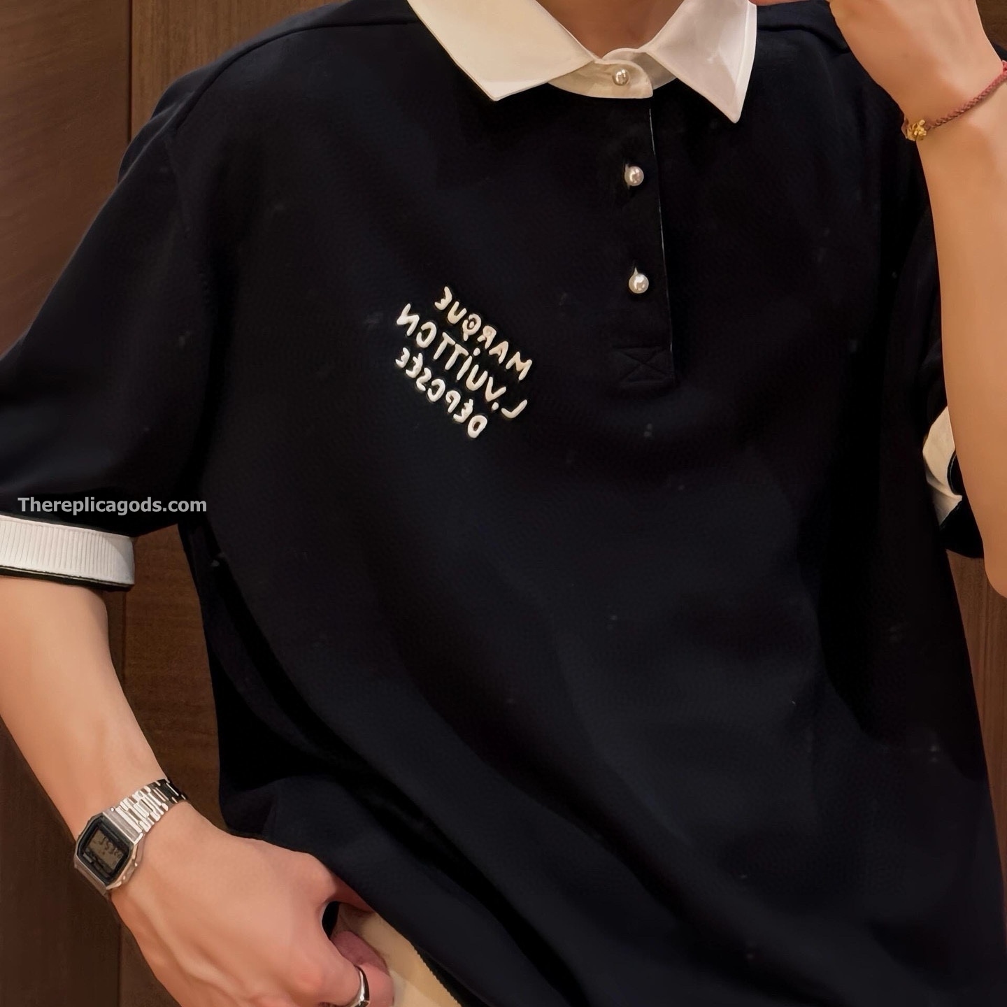 EMBROIDERED SHORT-SLEEVED COTTON BLEND POLO SHIRT - TP606