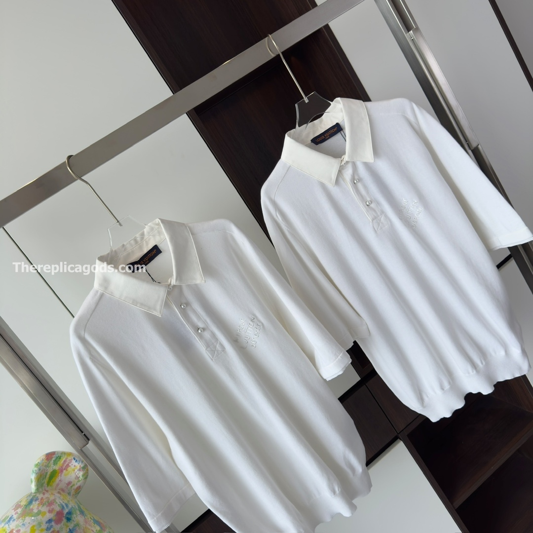 EMBROIDERED SHORT-SLEEVED COTTON BLEND POLO SHIRT IN WHITE - TP607