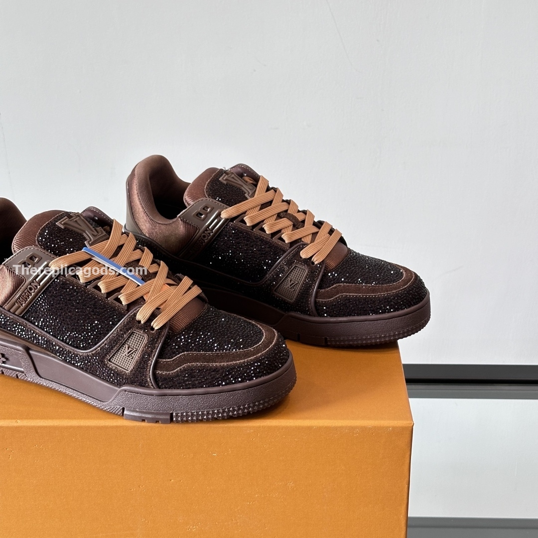 TRAINER SNEAKERS MOKA BROWN SWAROVSKI CRYSTALS - LV940