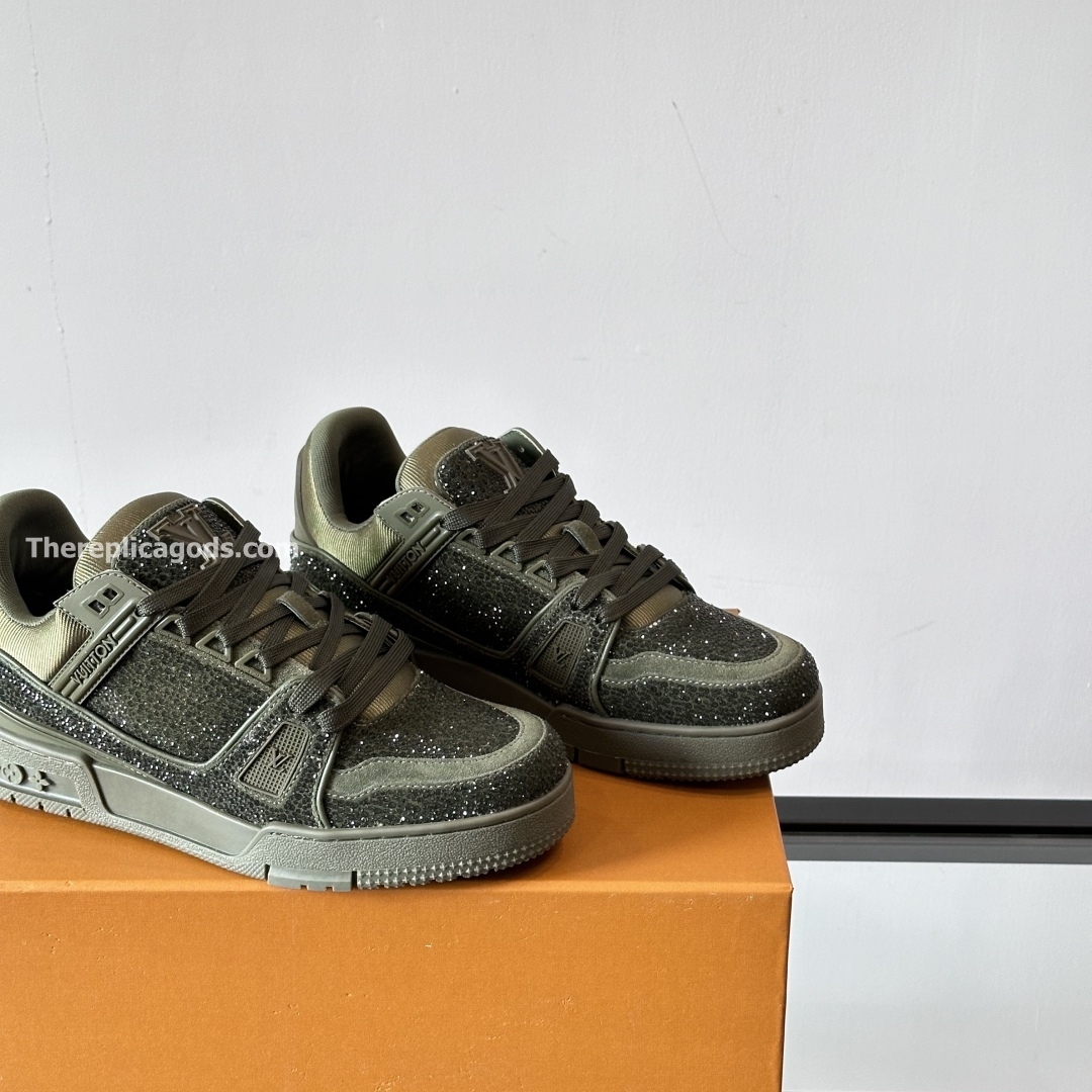TRAINER SNEAKERS GREEN SWAROVSKI CRYSTALS - LV939