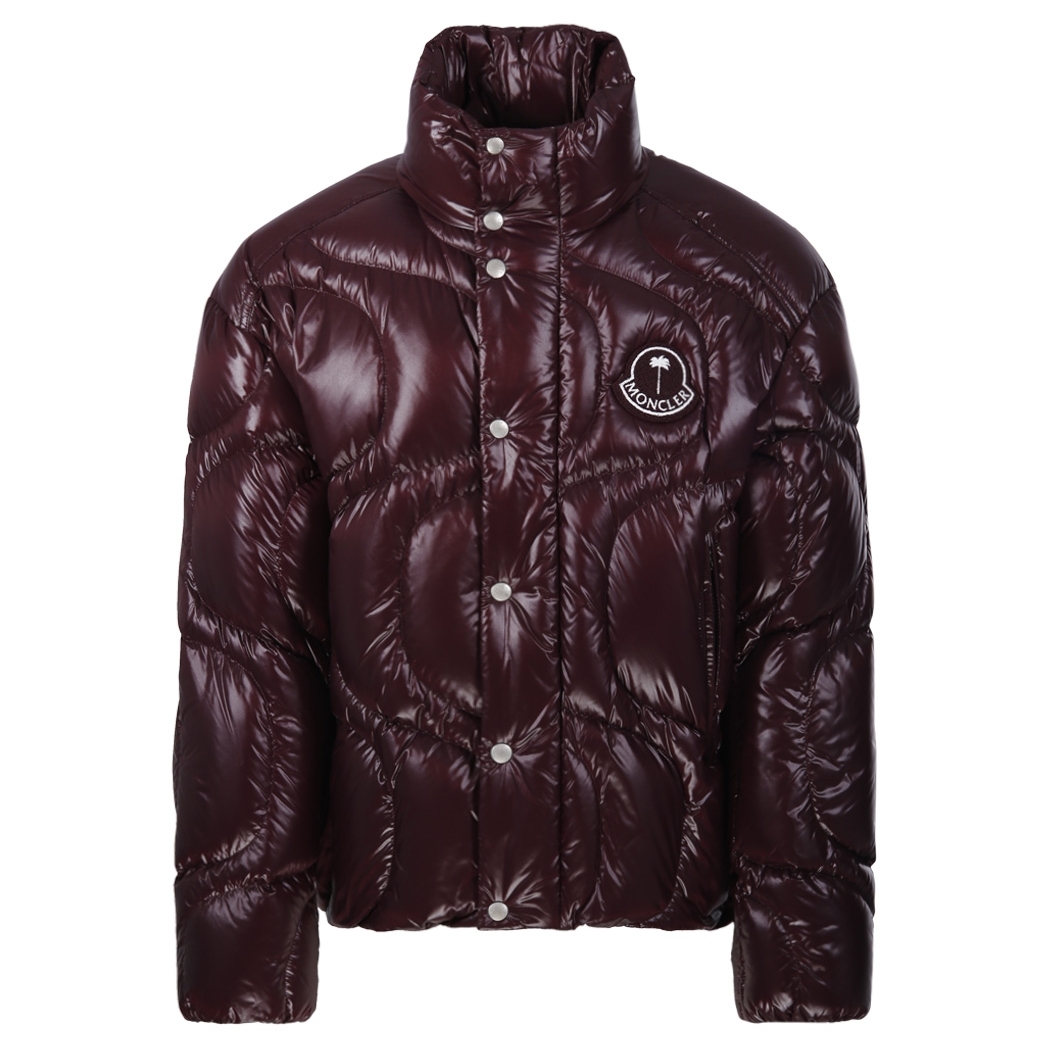 X PALM ANGELS HAUNANI NYLON DOWN JACKET IN BROWN