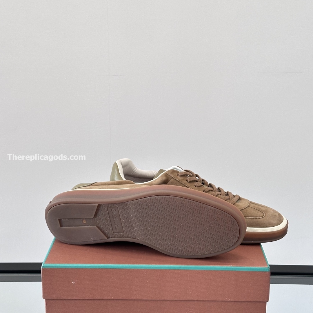 TENNIS WALK SNEAKERS SUEDE CALF SPLIT TUNDRA GREEN - LR71