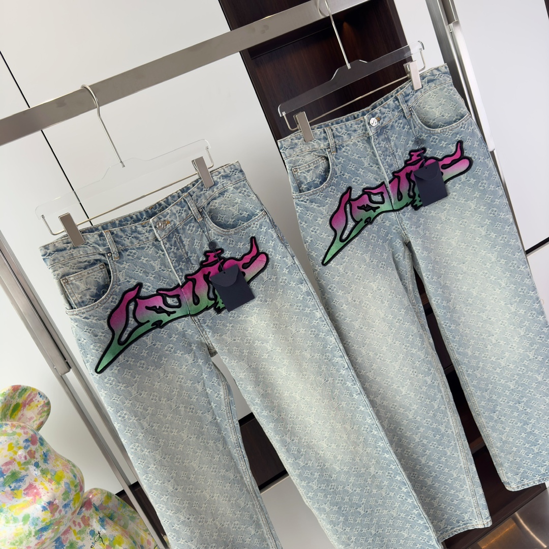 GRAFFITI PRINTED DENIM BAGGY PANTS - TP650