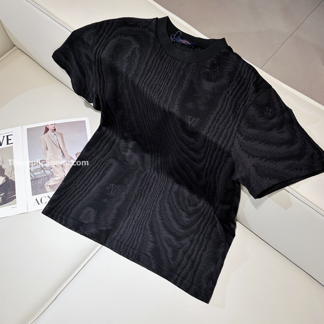 JERSEY JACQUARD T-SHIRT IN BLACK - TP661