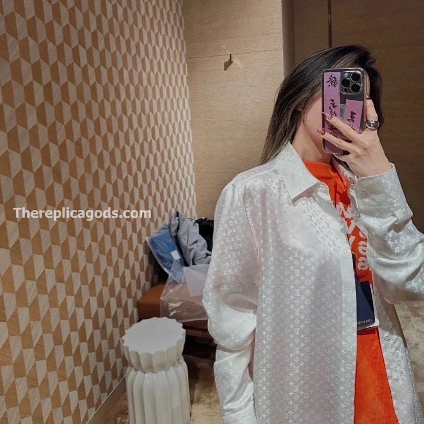 MINI MONOGRAM SILK EVENING SHIRT IN WHITE - TP666