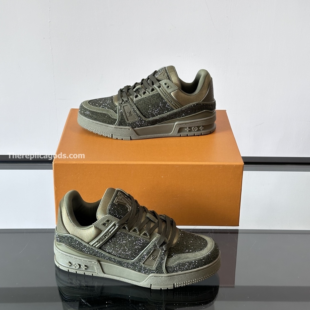TRAINER SNEAKERS GREEN SWAROVSKI CRYSTALS - LV939