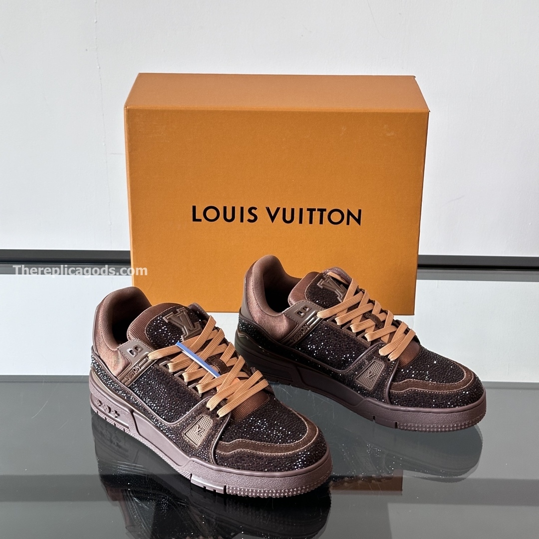 TRAINER SNEAKERS MOKA BROWN SWAROVSKI CRYSTALS - LV940